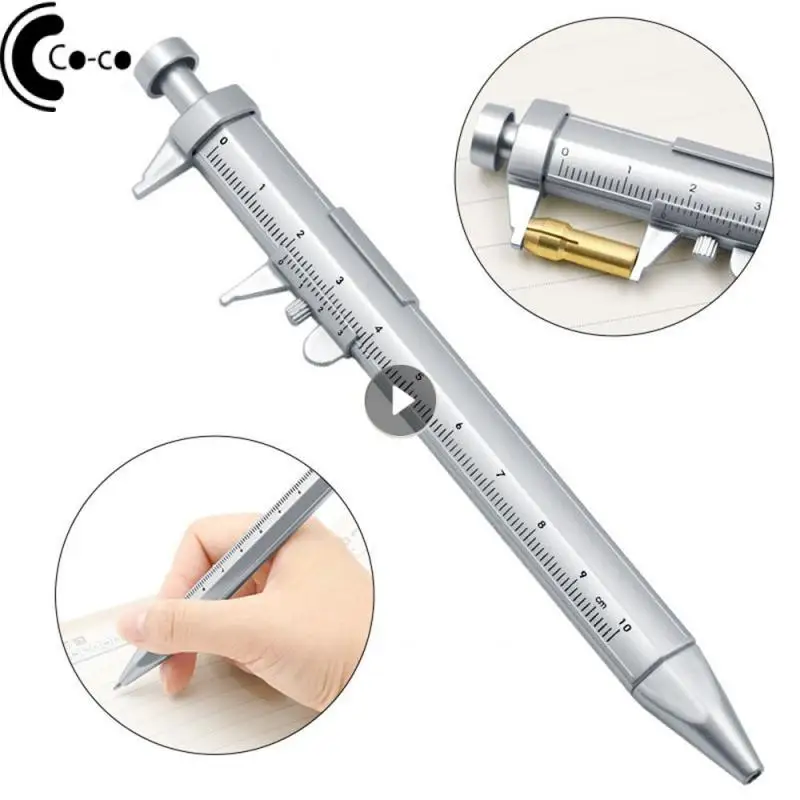 

0-100MM Vernier Caliper Marker Pen Ballpoint Pen Silver Gauging Tools Multifunction Measuring Pen Creative Measuring Hand Tool