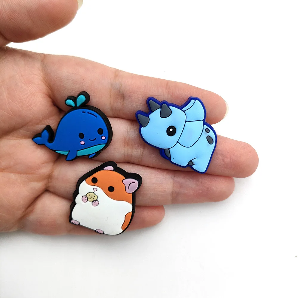 Sales 1Pcs PVC Cute Animal Shoe Charms Accessories Clog Buckle Decorations for Croc Sandals Wristband  Boys Girls Party Gifts