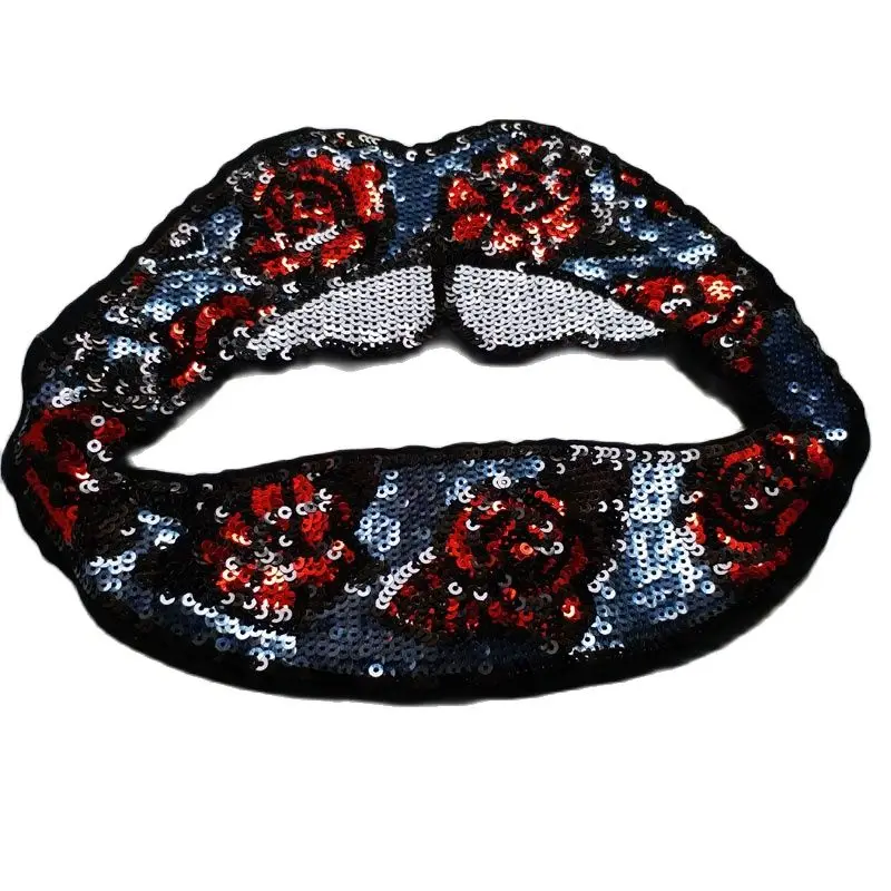 Модные Ретро блестящие нашивки для одежды сделай сам нашивка губ вышивка