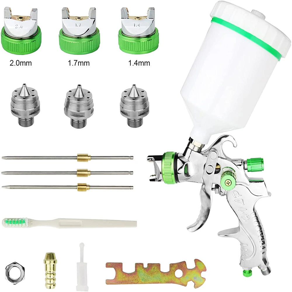 

HVLP Gravity Feed Air Spray Gun 600CC Cup Paint Sprayer with 3 Nozzles 1.4mm 1.7mm 2.0mm Pro Painting Tool for Car Primer
