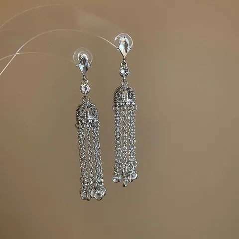 Серебряные винтажные серьги-фонарики DooMei