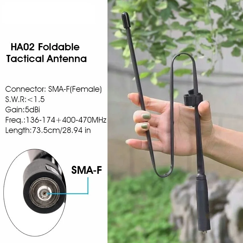 

New` HA02 Foldable Tactical Antenna SMA-F Walkie-Talkie Antenna For Baofeng UV5R UV82 BF888S HD1 Walkie Talkie For Prepper