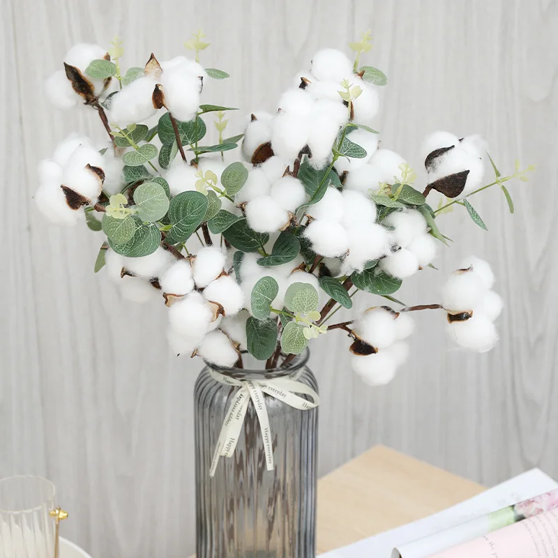 

Dried Cotton Flowers Wedding Party Decoration Getrocknet Home Fake Flowers Garden Decoration Flores Artificiales