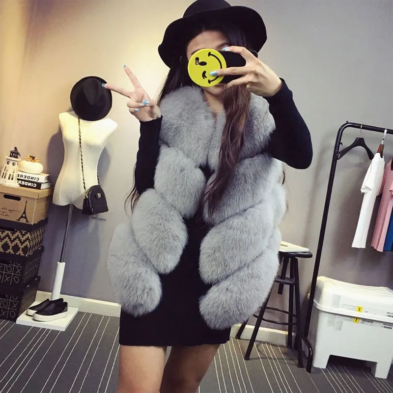 Luxury Real Fox Fur Vest Women Real Natural Fox Fur Vest Coat Real Fox Fur Jacket Fashion Warm Thicken Fur Outwear For Women 7XL