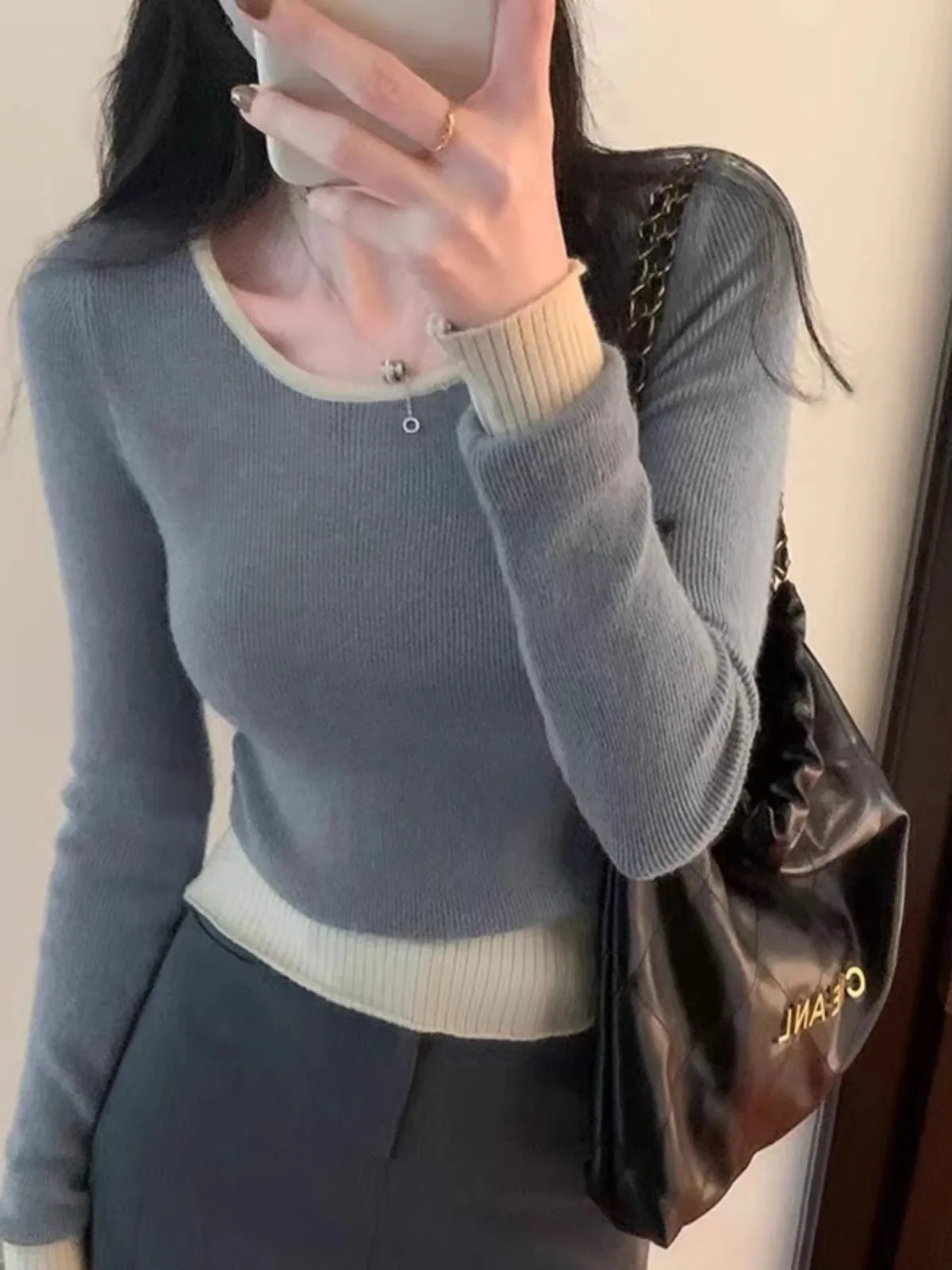 Ощущение класса! Имитация двух кашемировых трикотажных изделий женский