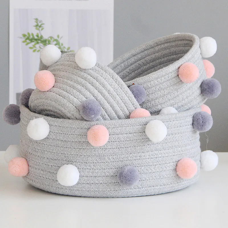 

Nordic Style Decorative Sundries Storage Box Cotton Rope Woven Storage Baskets Desktop Cosmetic Containers Gifts Room Organizer