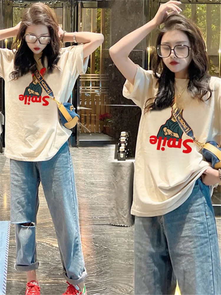 Футболка женская хлопковая с коротким рукавом базовая Базовая рубашка