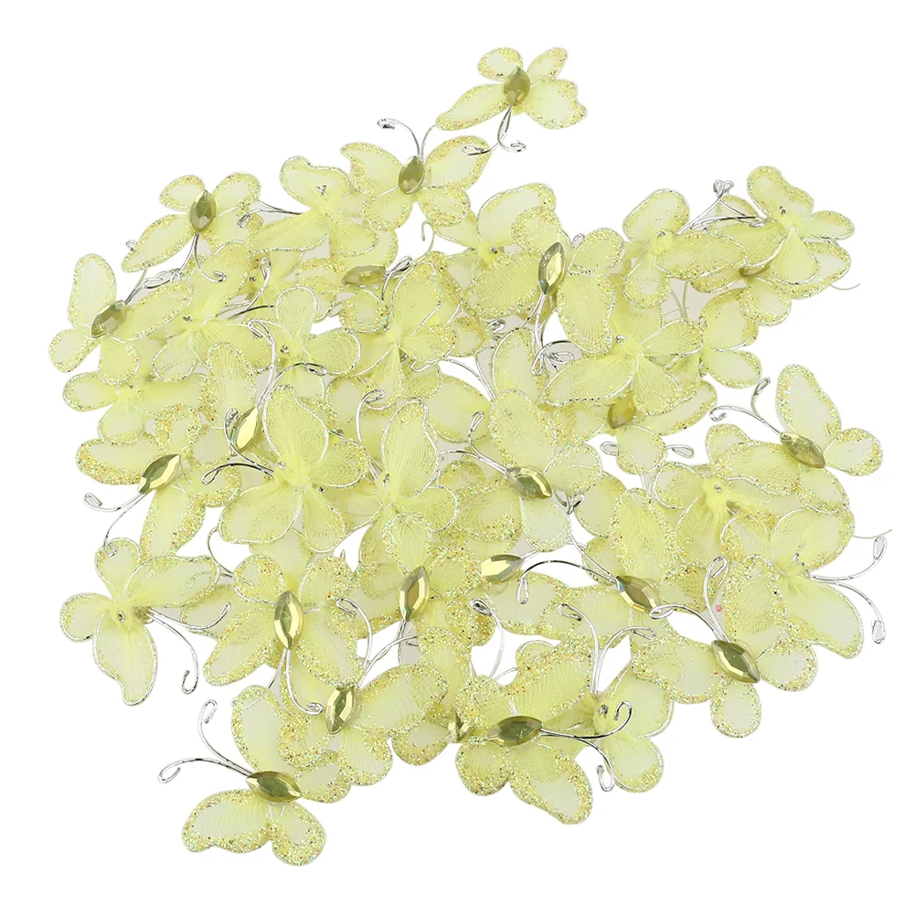 

Butterflies Mesh Decorations Crafts Glitter Wedding Wired Wire Organza Decor Decorative Favor Purple Party Glittering Wall