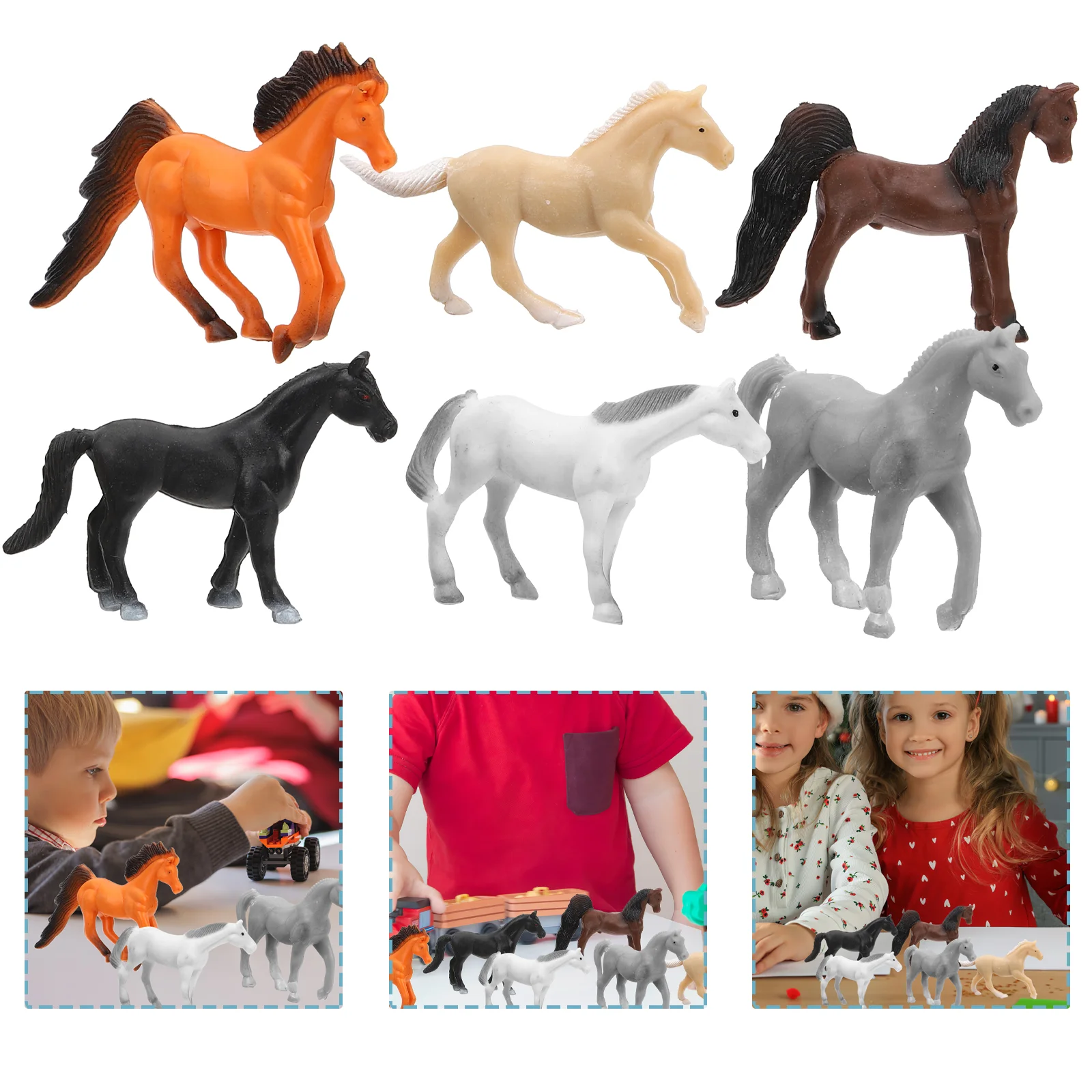 

12 Pcs Animal Miniature Horse Child Tabletop Miniatures Vinyl Tiny Animals Figures