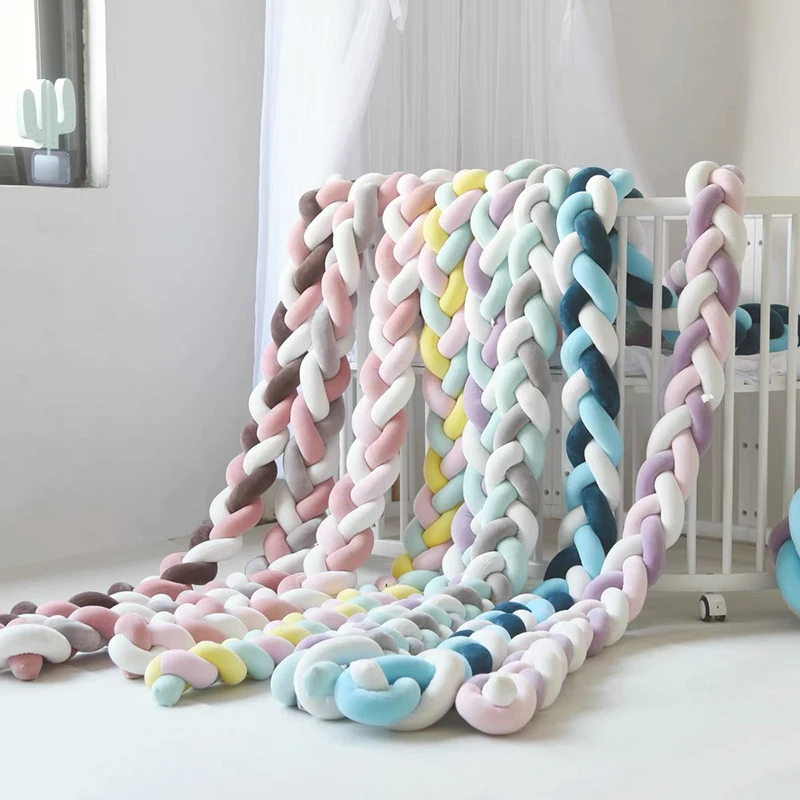 1M Baby Bumper Crib Cot Protector Infant Bedding Set for Baby Boy Girl Braid Knot Pillow Cushion Room Decor