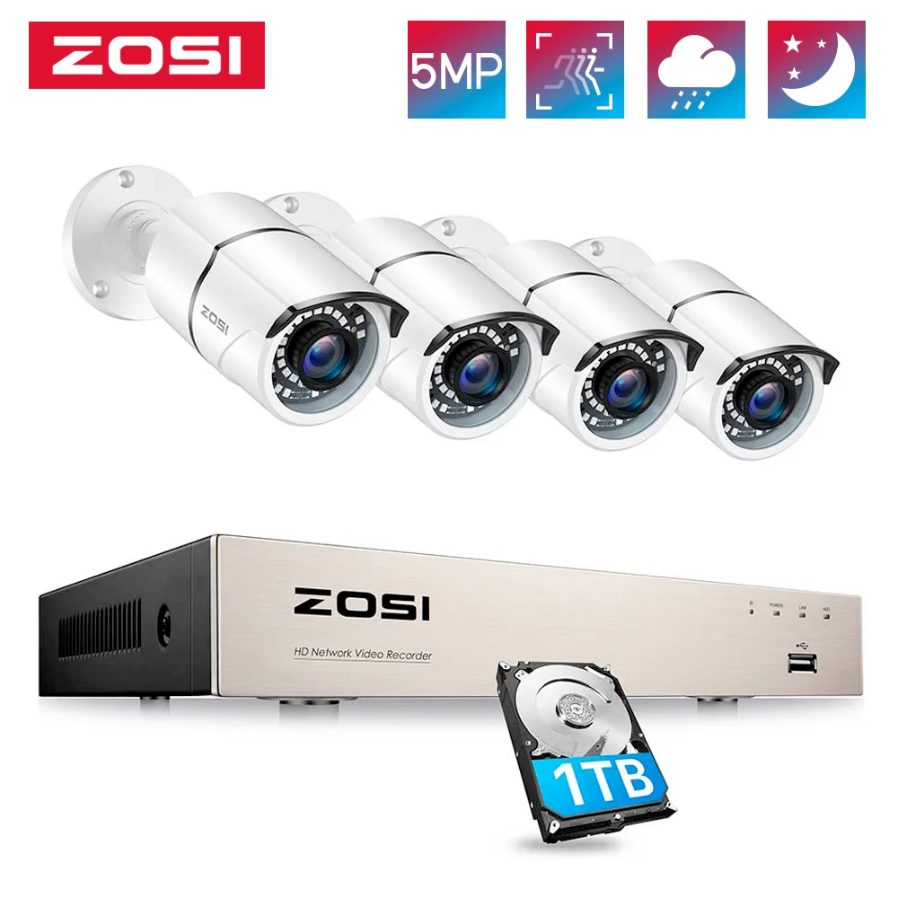 Kit 5mp Hd Ip Camera Outdoor Waterproof Cctv Home Video Surv