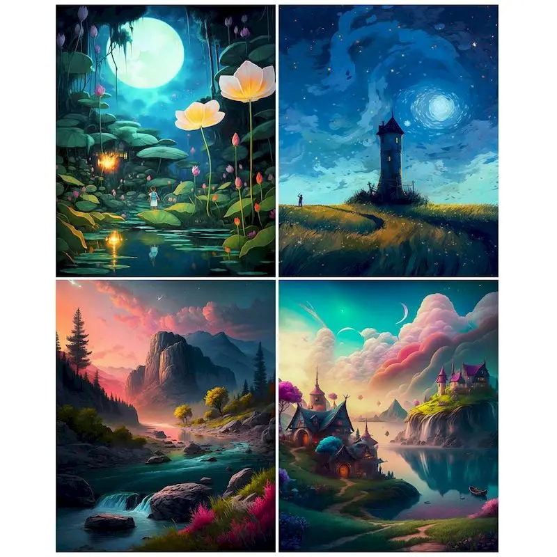 

GATYZTORY Paint By Number Landscape Drawing On Canvas HandPainted Art Gift DIY Pictures By Number Kits Home Decor