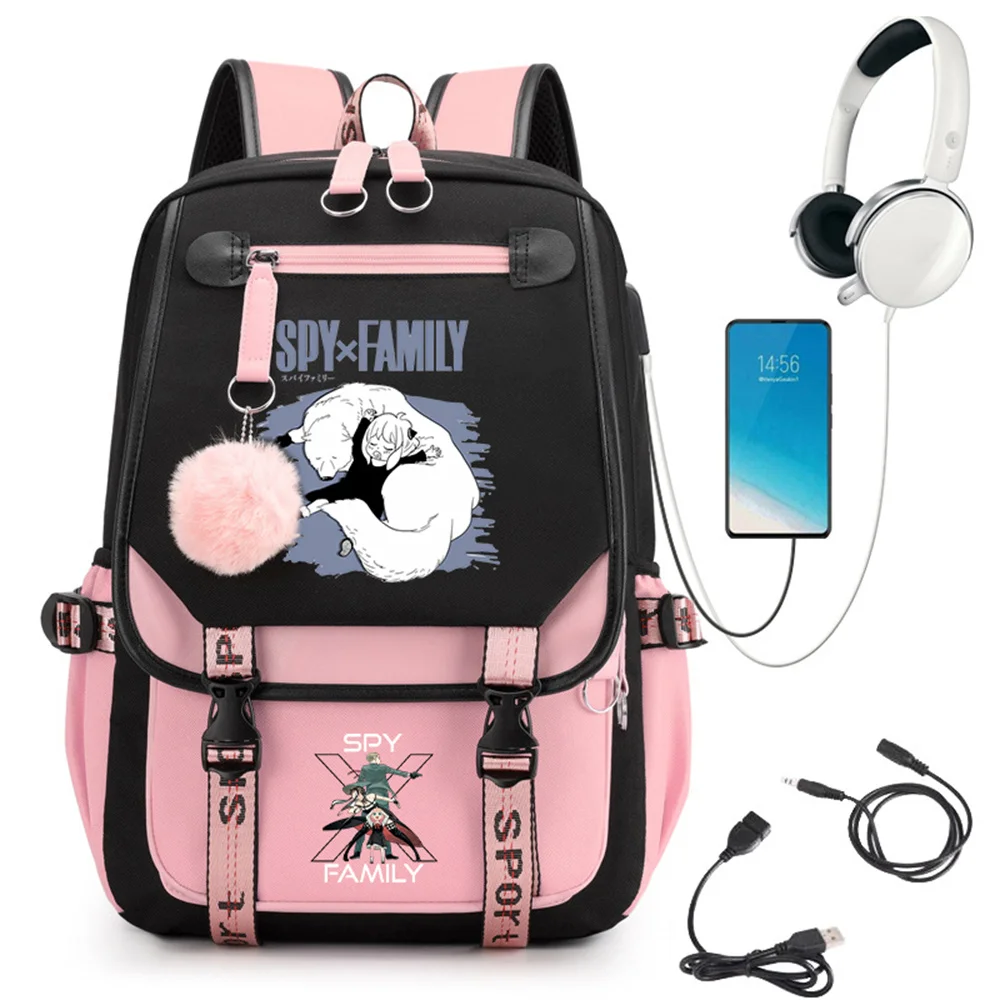 

Anime Knapsack Bag SPY X FAMILY Anya Forger Backpack Teenager School Bags for Girls Usb Port Backpack Schoolbag Book Bag Mochila