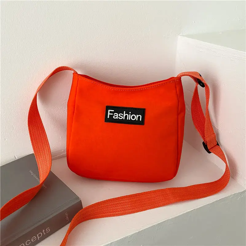 

Women Spring New Korean Trend Portable One Shoulder Messenger Bags Young Girl Fashion Small Square Bag Zipper Phone Pouch Orange