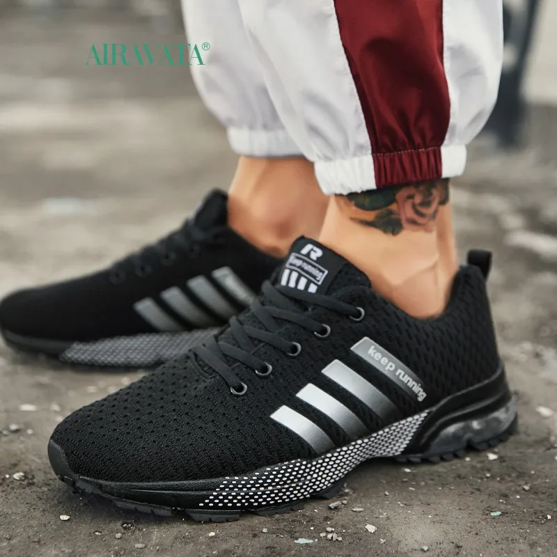 Light Sneakers Men Running Shoes Air Cushion Breathable Comfortable Outdoor Sports Footwear with Four Bars Leisure Non-slip