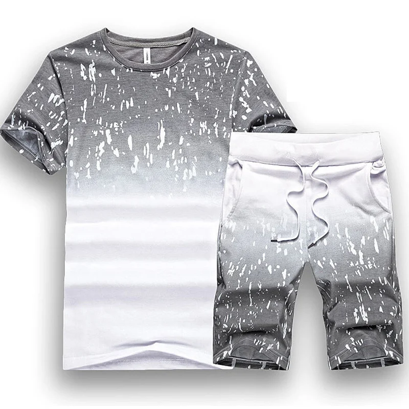 Summer New Sports Man Suit Loose Fitting Comfortable Men's Set Short Sleeved T-shirt Printing Running Pants Fashion Casual Sets