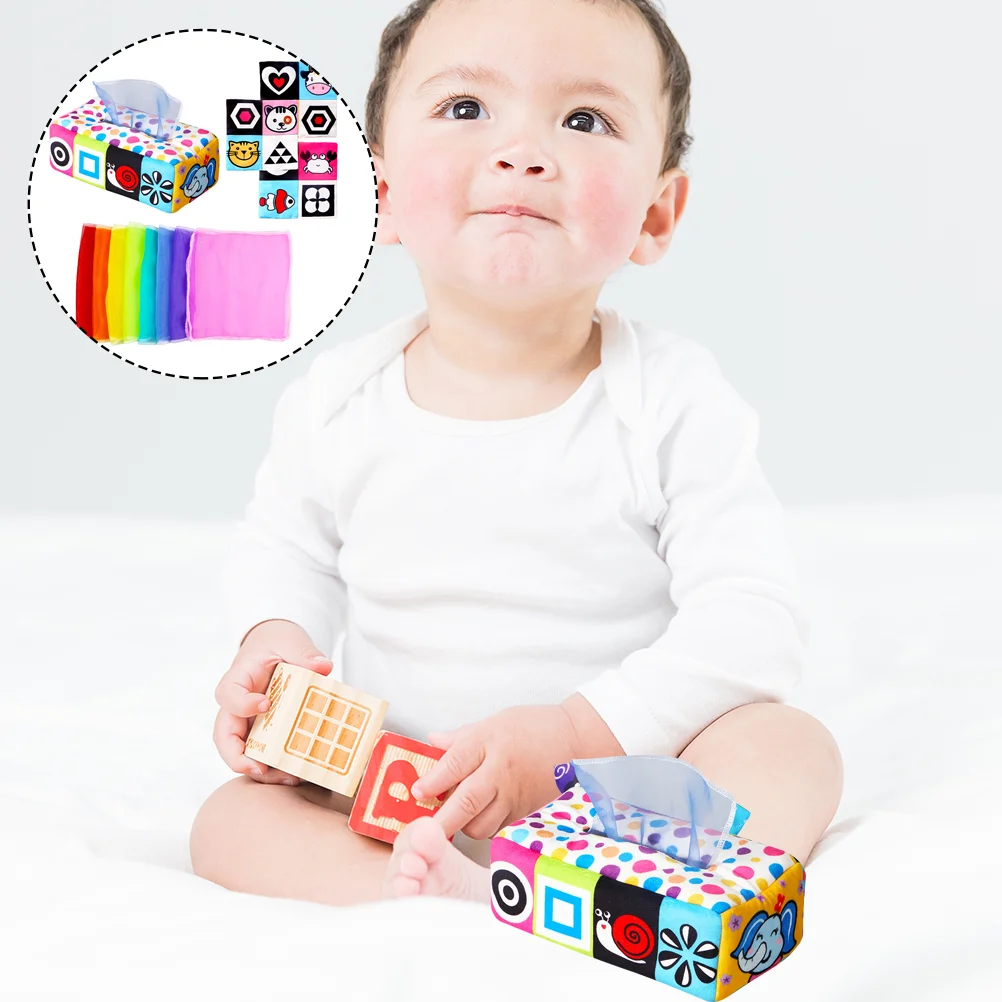 

Toy Tissue Box Toys Baby Montessori Sensory Babies Infant Kids Crinkle Cognitive Scarves Plaything Toddlers Learning Educational