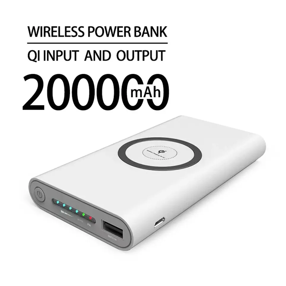

Powerbank ultra large capacity mobile power supply, wireless fast charging with built-in cable, portable and safe, 200000mAh