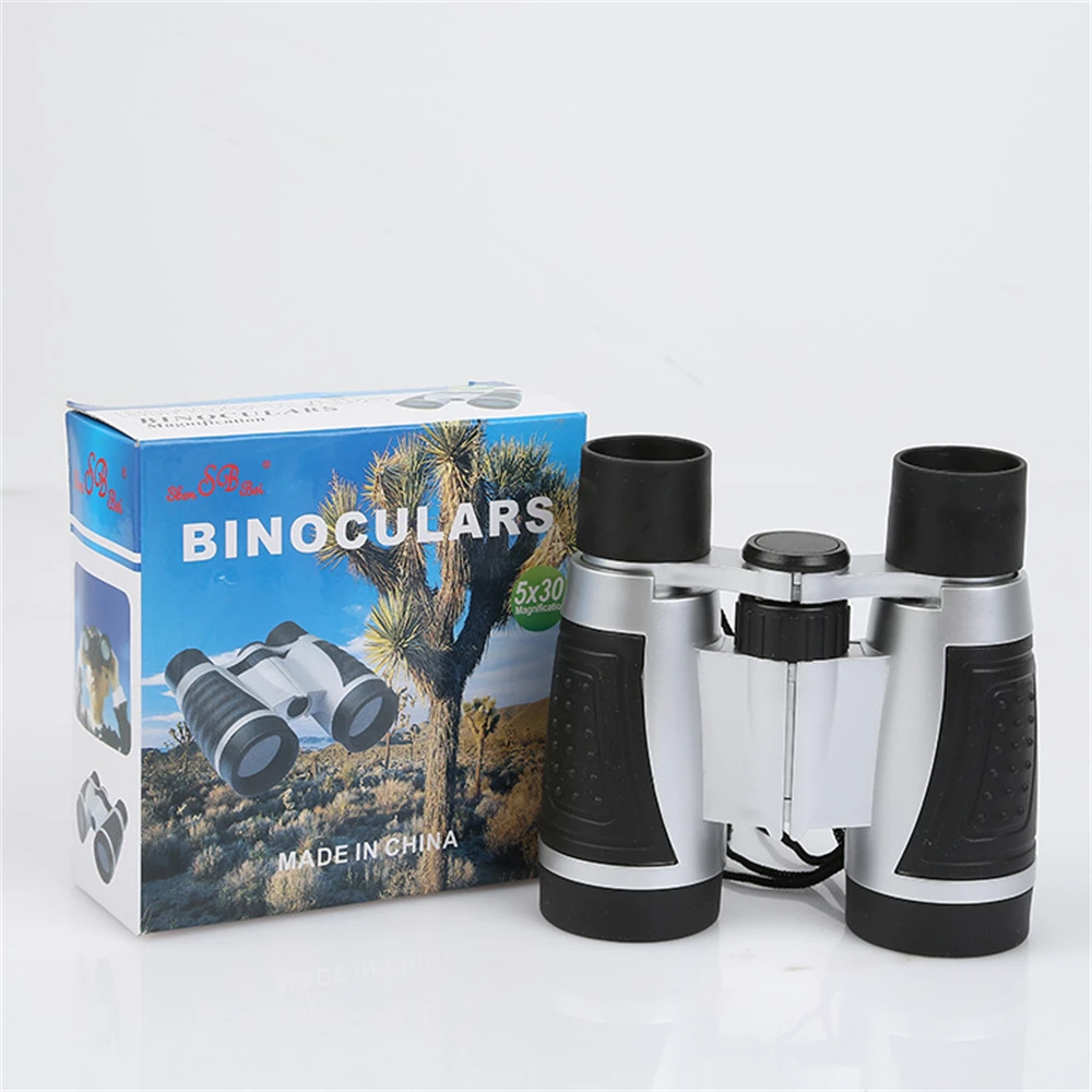 Компактный складной Детский бинокль APEXEL 5X30 противоударный Красный с ремешком на