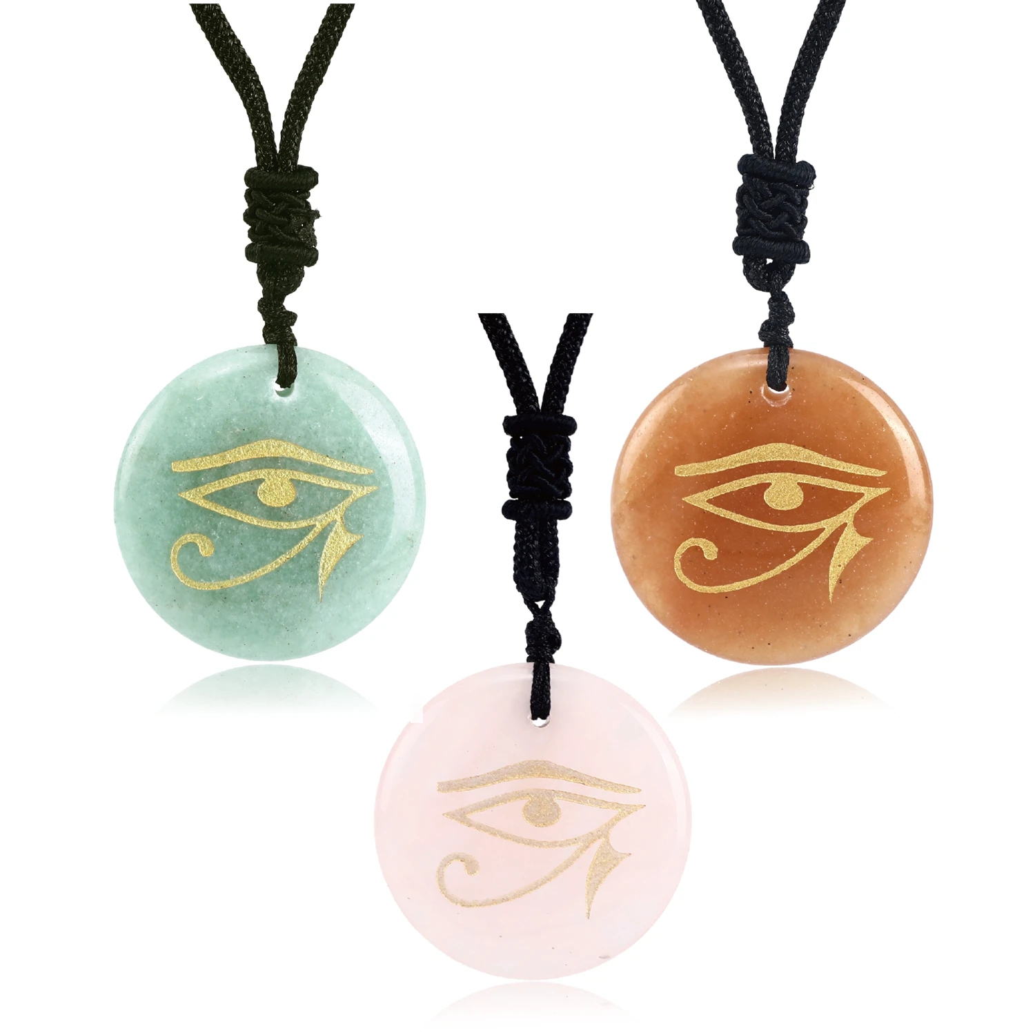 

Natural Crystal Carving Vintage Pattern Horus Eye Lucky Amulet Pendant for Men and Women