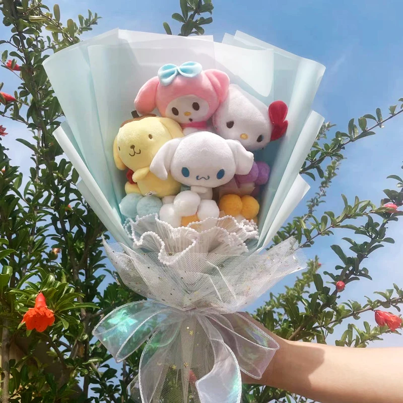 Cartoon Anime My Melody Cinnamoroll Plush Bouquet Stuffed Animals Plush Toy Valentine's Day Christmas Graduation Birthday Gifts