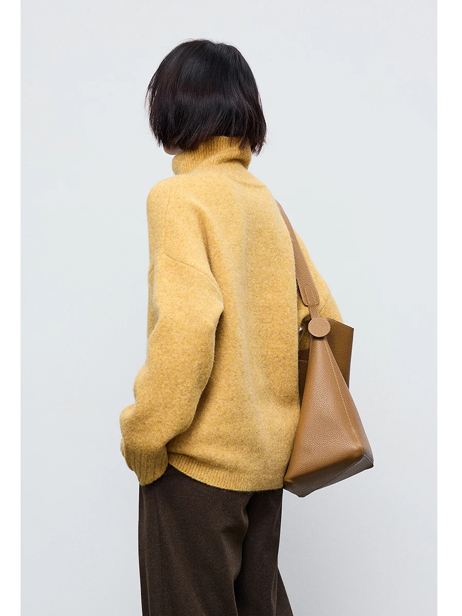 Женский свободный свитер из смесовой шерсти Whale [Chimney Collar] осенне-зимний трикотаж