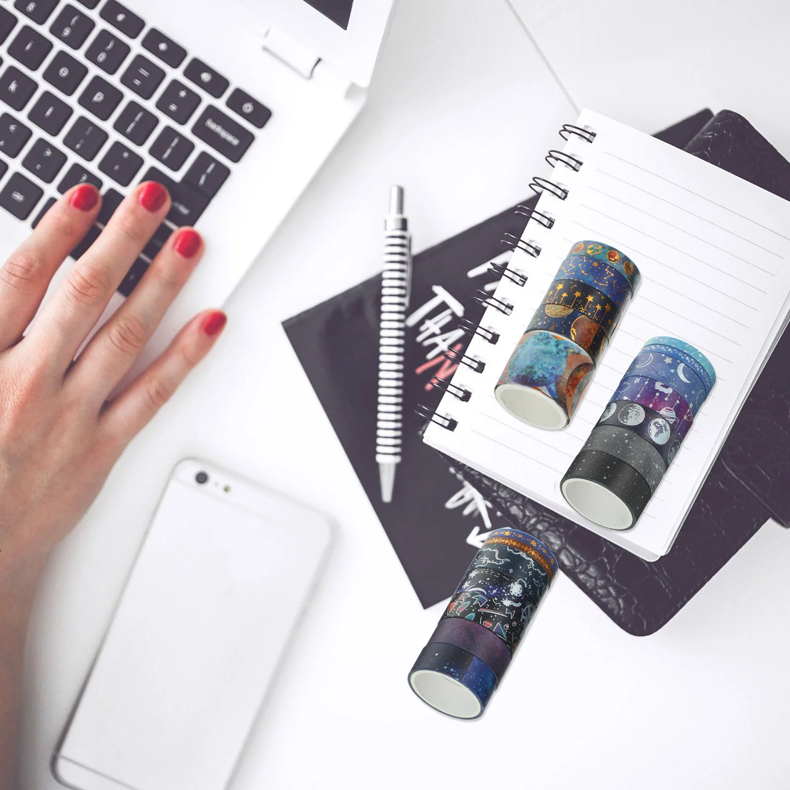 

19 Rolls of Universe Pattern Washi Tape Novelty Washi Tape for Scrapbook DIY Washi Tape Decoration