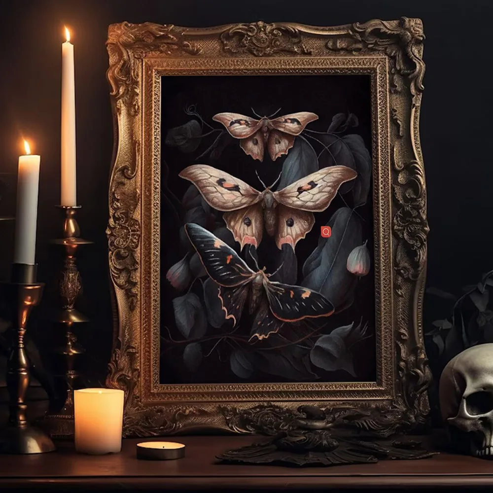 Художественный Ворон темная академия летучая мышь лягушка Бабочка постер принты