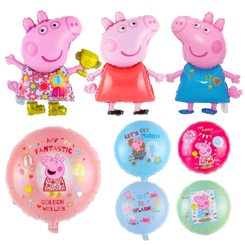 

Peppa Pig Children's Anime Action Figure George Round Ball Aluminum Foil Balloon Birthday Party DIY Decoration Birthday Gifts