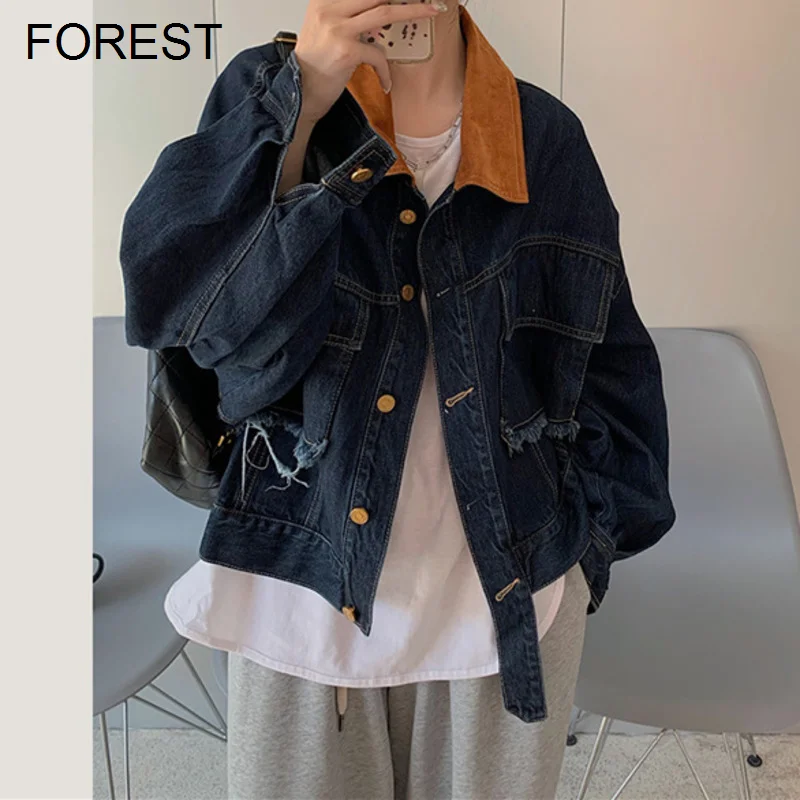 

Denim Jackets For Women 2022 New Short Coat Loose Design Feeling Long Sleeve Short Single Breasted Denim Jeans Jacket Women