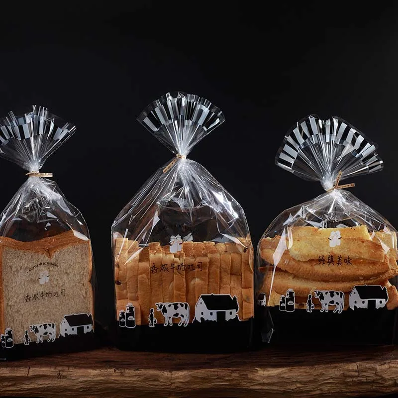 

Transparent Plastic Bags Candy Lollipop Cookie Packaging Bag with Sealing Twist Ties Snowflake Sticker Party Toast Bread Bag