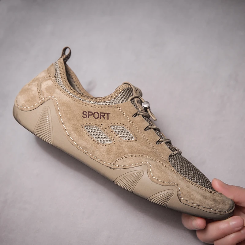 Мужские кожаные кроссовки мягкие лоферы повседневная обувь для вождения лето |