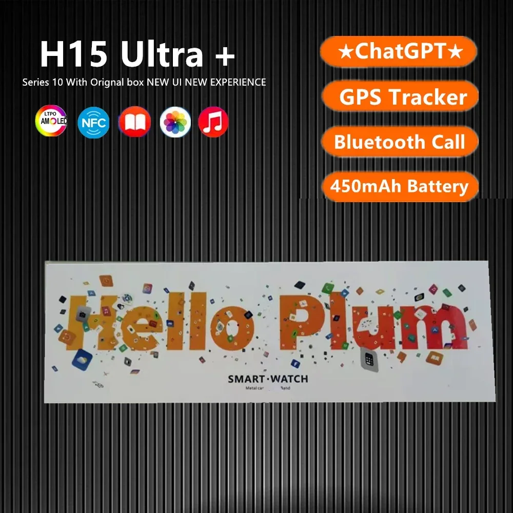 Смарт-часы Zordai 2024 Series 10 Orignal H15 Ultra+ для мужчин GPT 1 ГБ ПЗУ Hello Plum Компас NFC