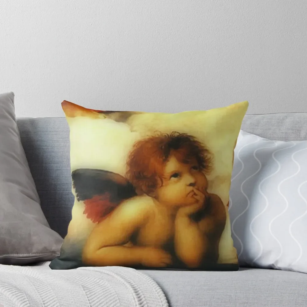 Рафиаello Sanzio da Urbino Sistine Madonna(angel 1) 1513-1514. Декоративная подушка для комнаты аниме