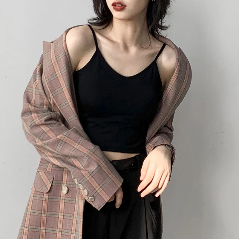 

CHIC VEN Women Tank Crop Top Underwear Female Crop Tops Sexy Lingerie Intimates Fashion Padded Camisole Lady Spring Summer 2022