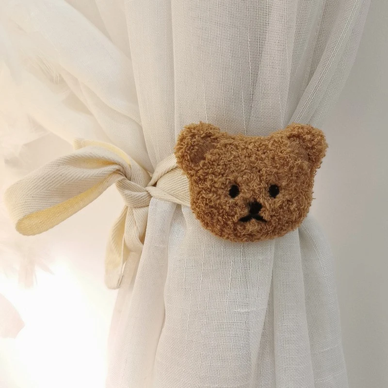 

1Pcs Cartoon Embroidery Bear Curtain Binding Strap Cotton Rabbit Tie Rope Curtain Buckle Mosquito net Tie Rope Hoom Decor