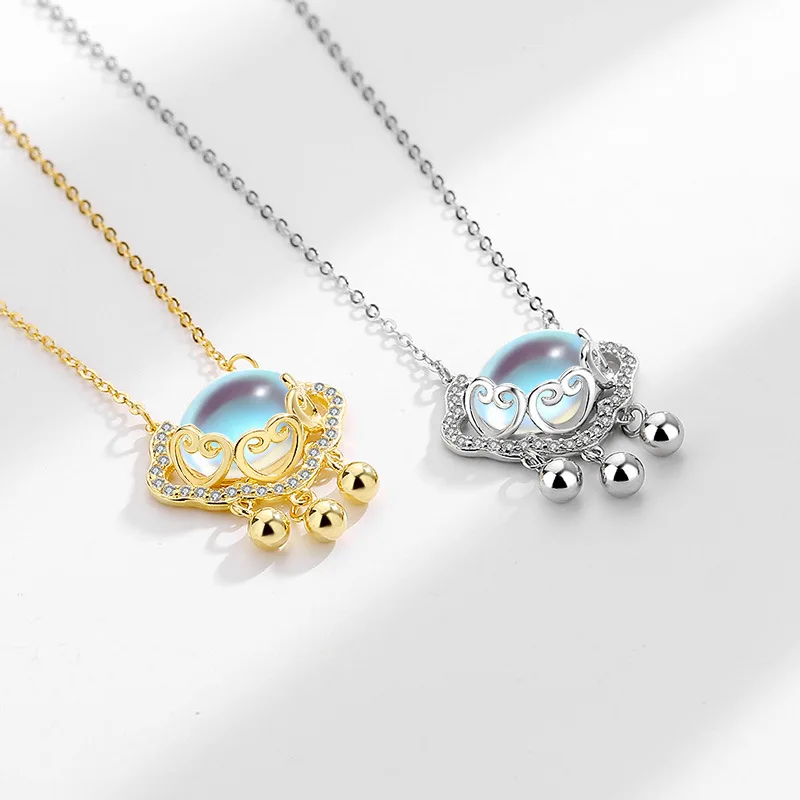 

PTQASP Fashion Opal Pendant Necklace Clavicle Chain Women Trendy Simple Bell Jewelry Temperament Party Wedding Gift