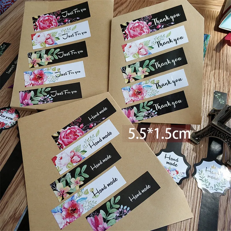 

100pcs/lot Cute Thank you just for you Flowers Seal Adhesive Kraft Seal Sticker ing cute stationary supplies