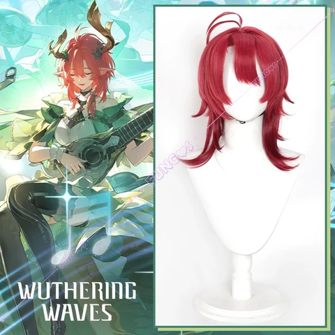 IBEASEN Wuthering Waves Ciaccona Косплей парик  темно-красного цвета
