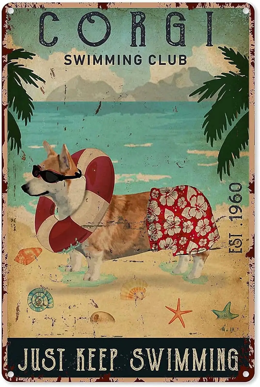 Metl Vntge Tn Sgn Decor-Corg Swmmng для Br Pub Shop Забавный ретро Wll rt 8 &quotX 12&quot