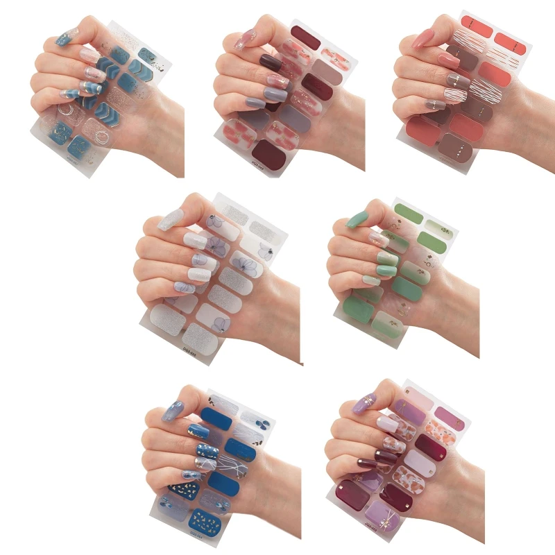 

Гелевые наклейки для ногтей, блестящие градиентные цветные Блестящие Полные Обертывания для ногтей, наклейка, полоски, самостоятельные наб...