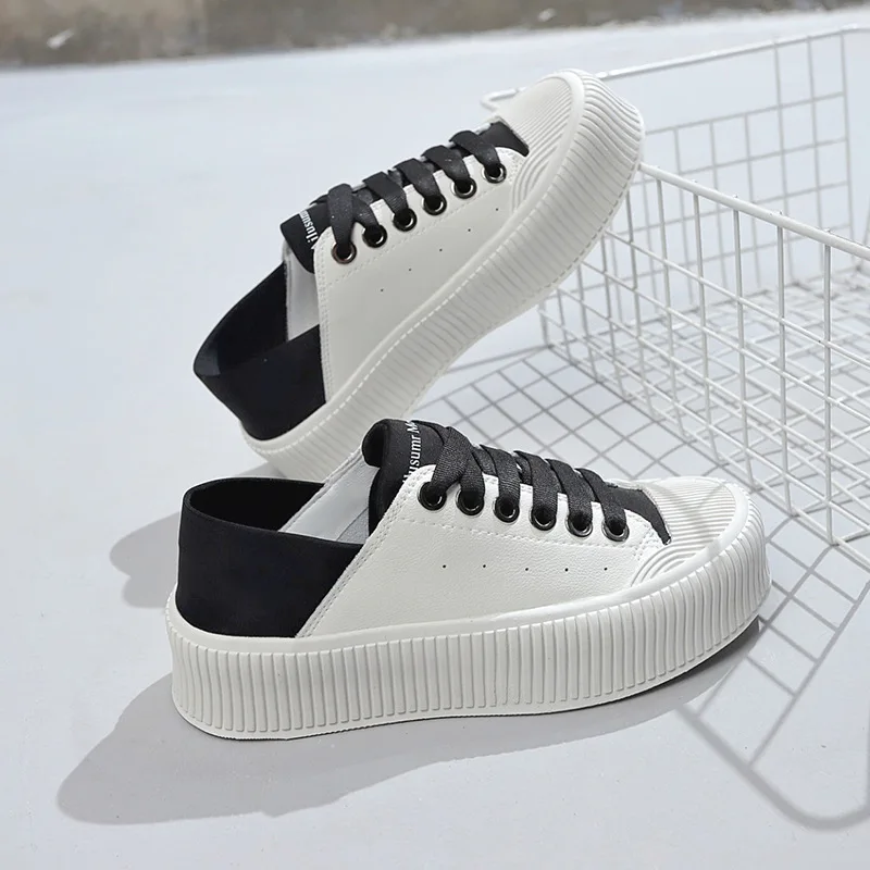 

Женские кожаные кроссовки, универсальная Белая обувь на платформе, модные кроссовки, Вулканизированная подошва, весна 2022