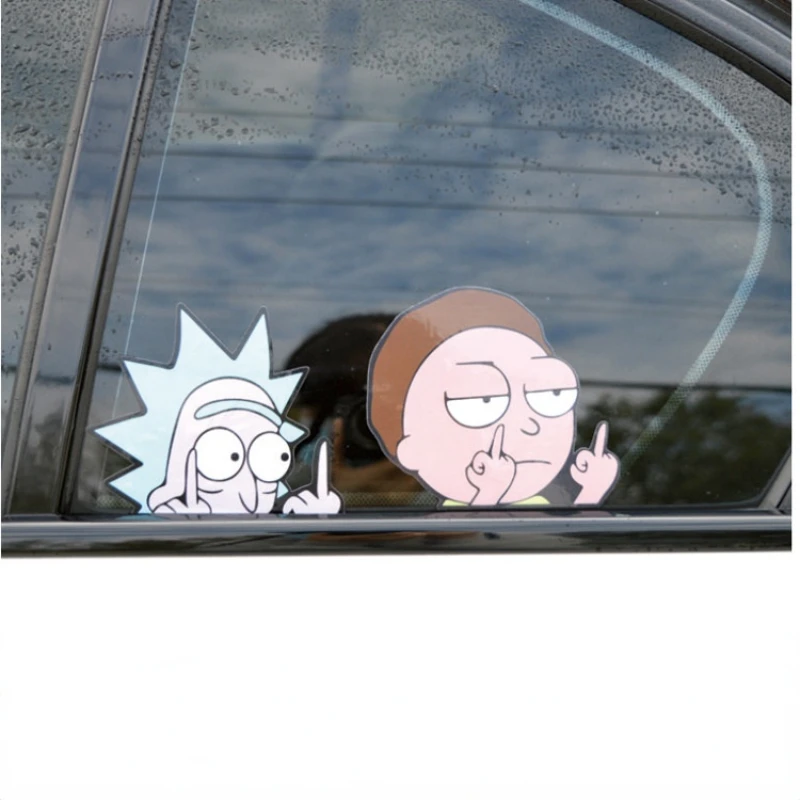 

Липкая наклейка на средний палец, мультяшная анимационная наклейка, наклейка на автомобиль, рассекающий демонов, наклейка на заднее стекло,...