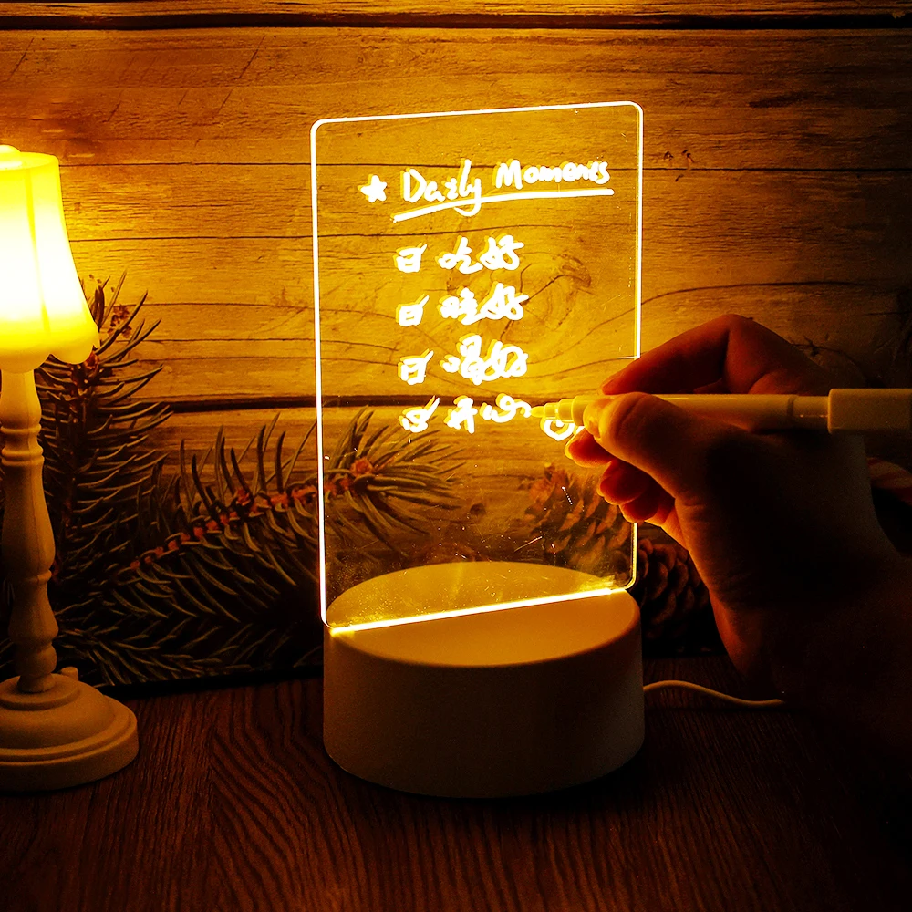 led tabliczka do notatek lampka nocna USB tablica ogłoszeń z długopisem świąteczne oświetlenie dekoracyjne dla dzieci dziewczyna prezent