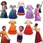 Гламур из фильма Mirabel Madrigal, платье для девочек на день рождения, платье с рюшами на рукавах, платье принцессы для косплея, платье с цветочным рисунком для маленьких девочек