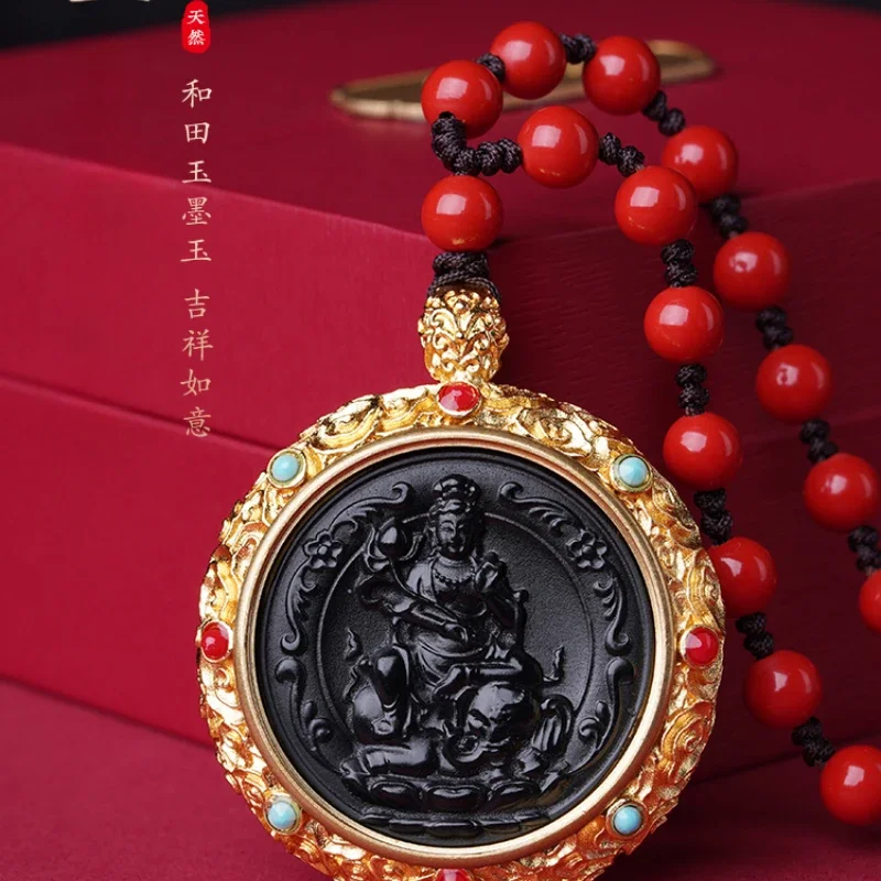 Натуральная Нефритовая чернильная подвеска Будды из нефрита мужское и женское