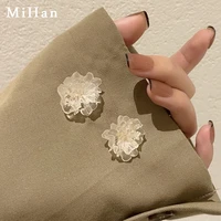 mihan modern jewelry 925 silver needle flower earrings for women girl hot sale elegant temperament resin earrings wholesale