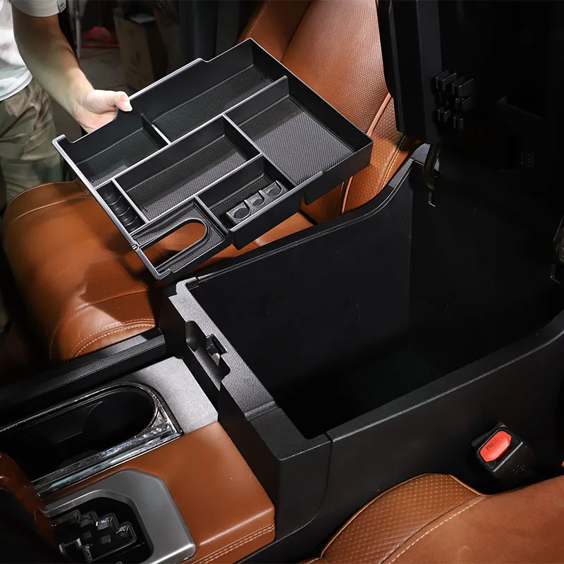 

Для Toyota Tundra Sequoia 2014-2020 ABS черный Автомобильный центральный подлокотник коробка внутреннее хранилище Bbox мобильный телефон Tray автомобильные а...