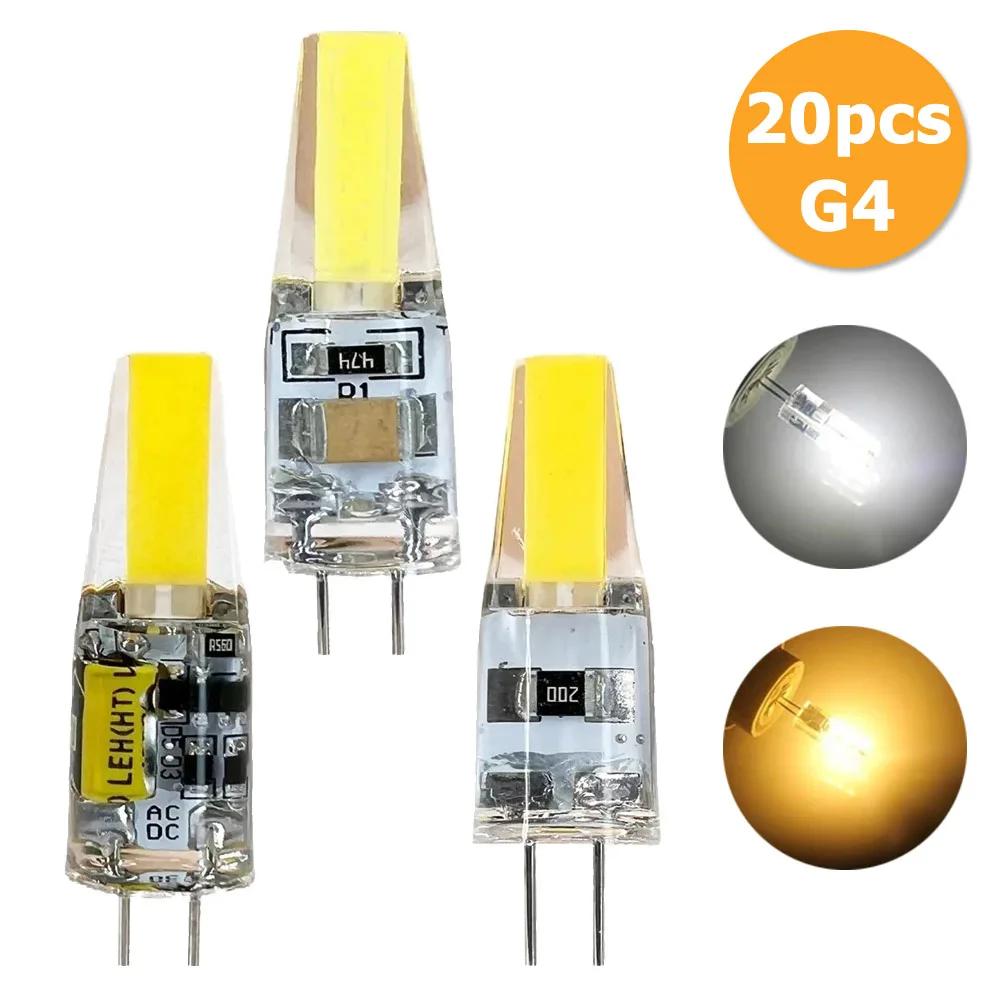 20 мини - ламп G4 LED COB с регулируемым освещением AC / DC 12V 220V 6W лампы 3000 6000K домашняя