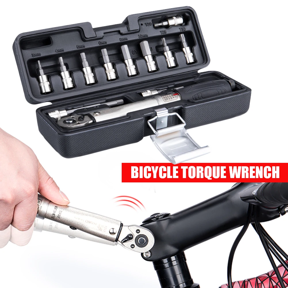 

1/4 Inch Drive Click Torque Wrench Set 2-24Nm Bicycle Repair Tool Home Bicycle MTB Maintenance Kit for Mountain Road Bike Tool